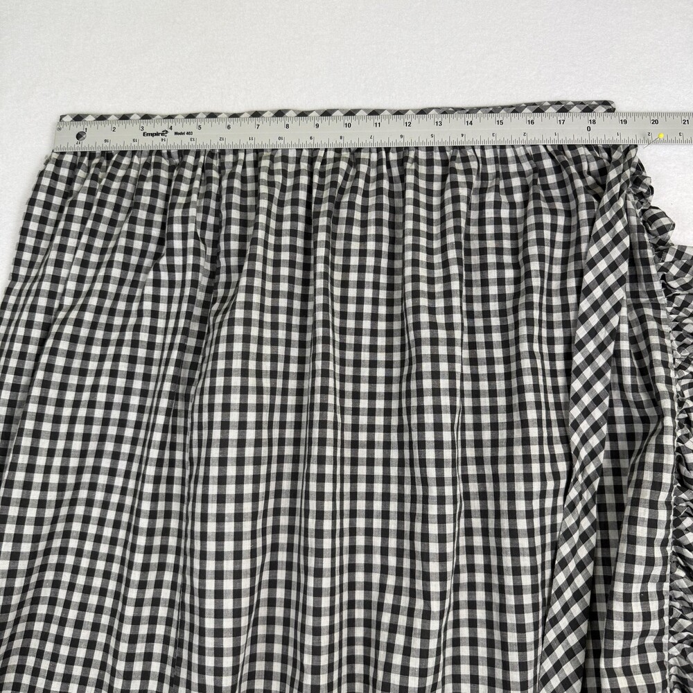 Vintage 60s MARY QUANT Penneys Maxi Wrap Skirt Gingham Ruffle Prairie Black Sz S - Picture 6 of 15